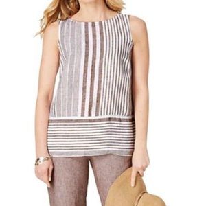 J. Jill 100% Linen Woven Stripe Tank Top
